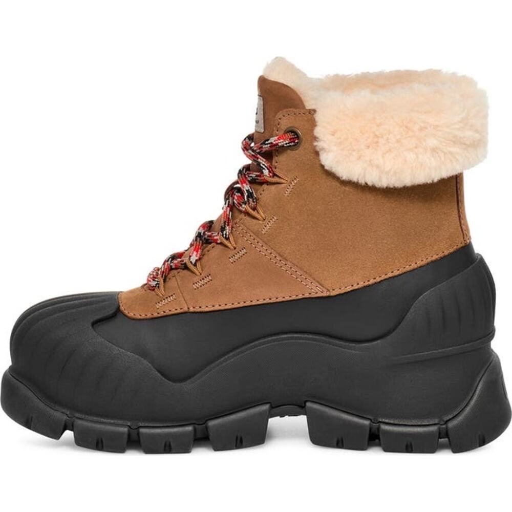 UGG Size 9 1/2 Brown & Black Adiroam Hiker Lace Up Sheepskin Boots New w/Box